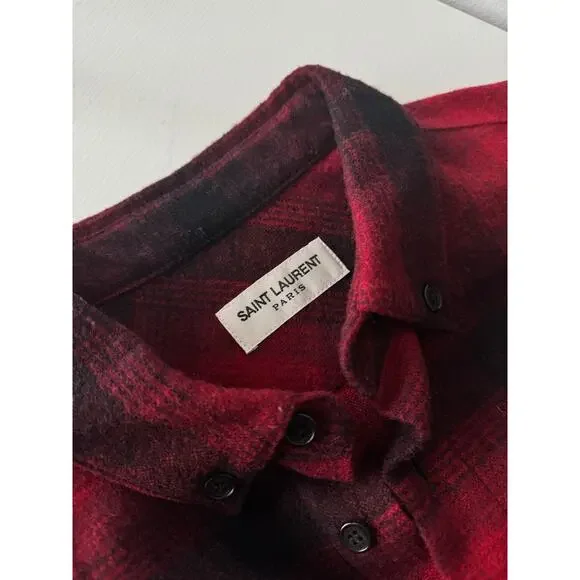 Saint Laurent Brushed Plaid Overshirt